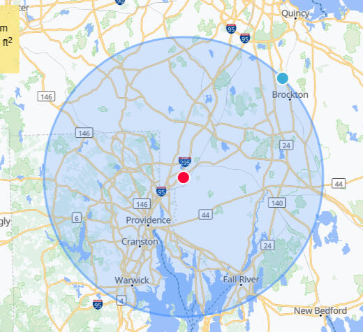 Service Area Service area map in-home WiFi repair Attleboro MA